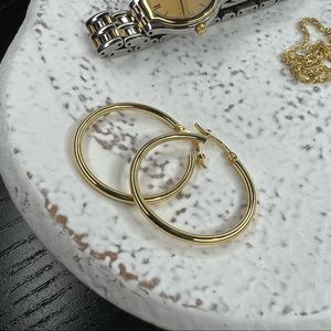 Hoop earrings 18k solid yellow gold